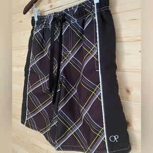 OCEAN PACIFIC Men's Size 28-30 Black Pattern Board Shorts Swim Trunks